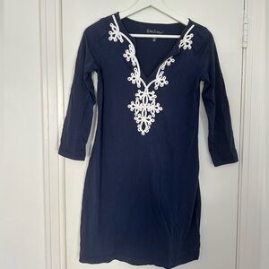 Lilly Pulitzer Cotton Navy Dress with White Detail